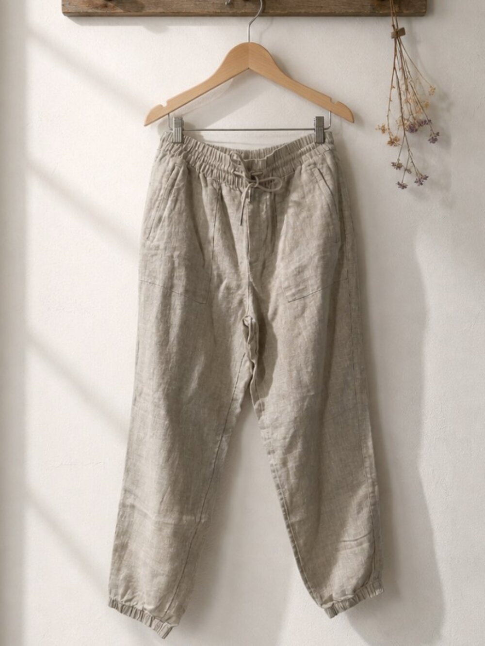 Athleta Linen Pull On Jogger Pants Size M